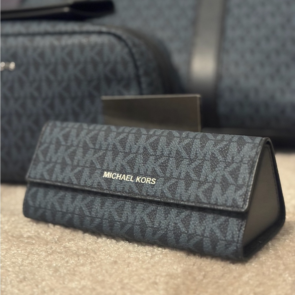 Michael Kors Navy Glasses Case with signature logo
